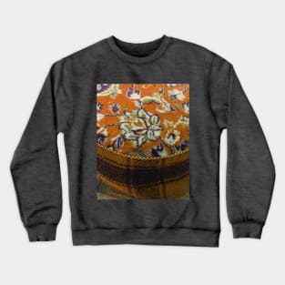 orange flower pattern, floral designs, minimal art, abstract art, floral pattern, antique rug photo , For custom orders please DM me. Crewneck Sweatshirt